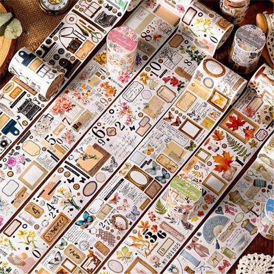 Retro Scenery Washi Tape: Sugar Poetry & Creative Plant Collage for DIY Journals