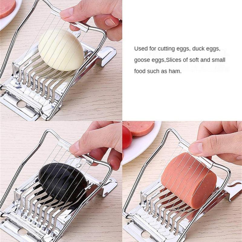 Multifunksjonelle eggskjærere i rustfritt stål Fancy splitter Eggskjæreverktøy Hjem To-i-ett eggskjærer Kjøkkenutstyr
