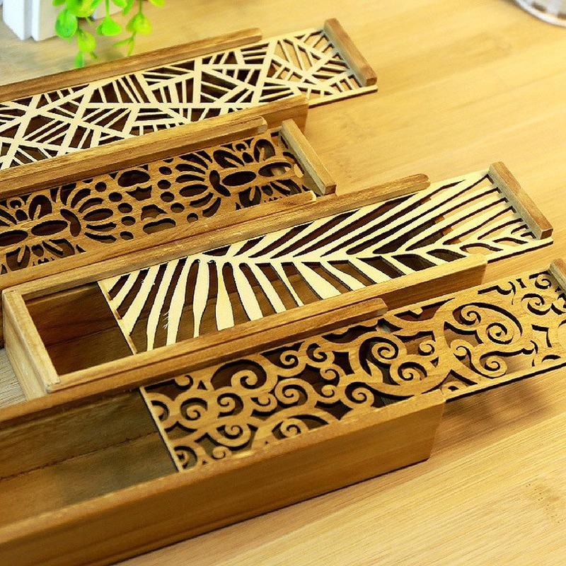 Scatola portaoggetti per trucchi, portapenne, scatola portaoggetti in legno cavo, cassetto per gioielli, portapenne, cancelleria, scatola regalo per la scuola