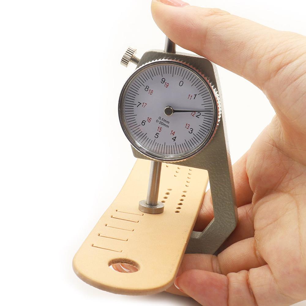1Pc Precision Leather Thickness Gauge, Aluminum Alloy DIY Craft Measuring Tool, 0-10mm & 0-20mm Range, Dual Flat & Pointed Heads