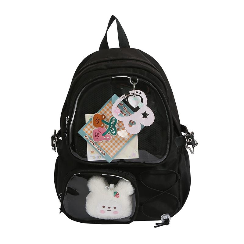 Schoolbag New Transparent Backpack Light and Simple Middle School Backpack Korean Version Casual Large Capacity Japanese and Korean Ins Pain Bag
