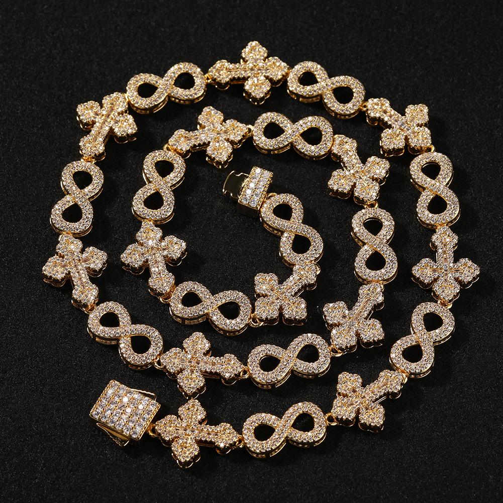 Hipster Necklace Diamond Cross 8-character Chain Personalized Men's Jewelry