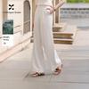 Xiangying Women's White Tencel-Linen High-Waist Wide-Leg Pants