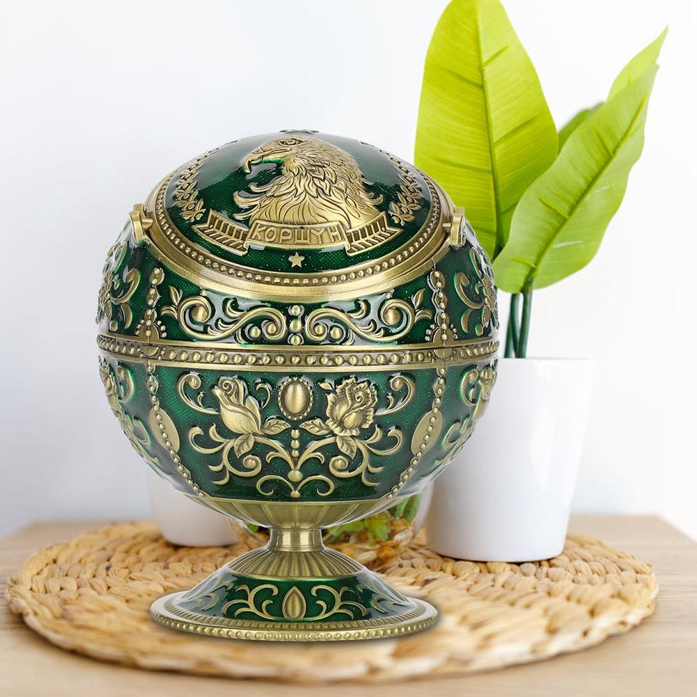 Retro Ashtray WLid Globe Eagle Green Zinc Alloy Smoking Accessories Decorative Ornament