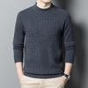 Autumn and Winter Men's Pure Wool Warm Casual Sweater Middle-aged Semi-turtleneck Jacquard Knitted Wool Sweater
