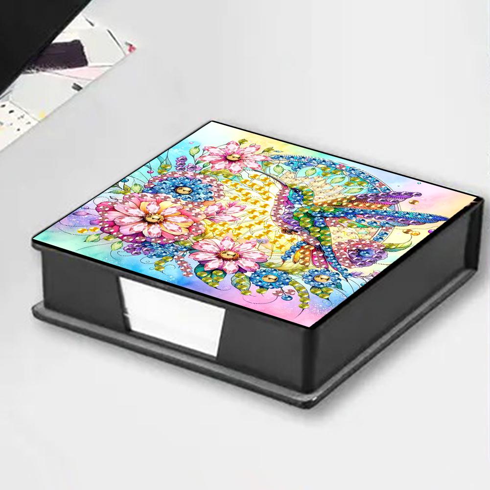 Flowers Diamond Painting Notecard Box Gem Art Sticky Note Holder Gem Painting Memo Pad Holder Mosaic Kit for Adults Beginners