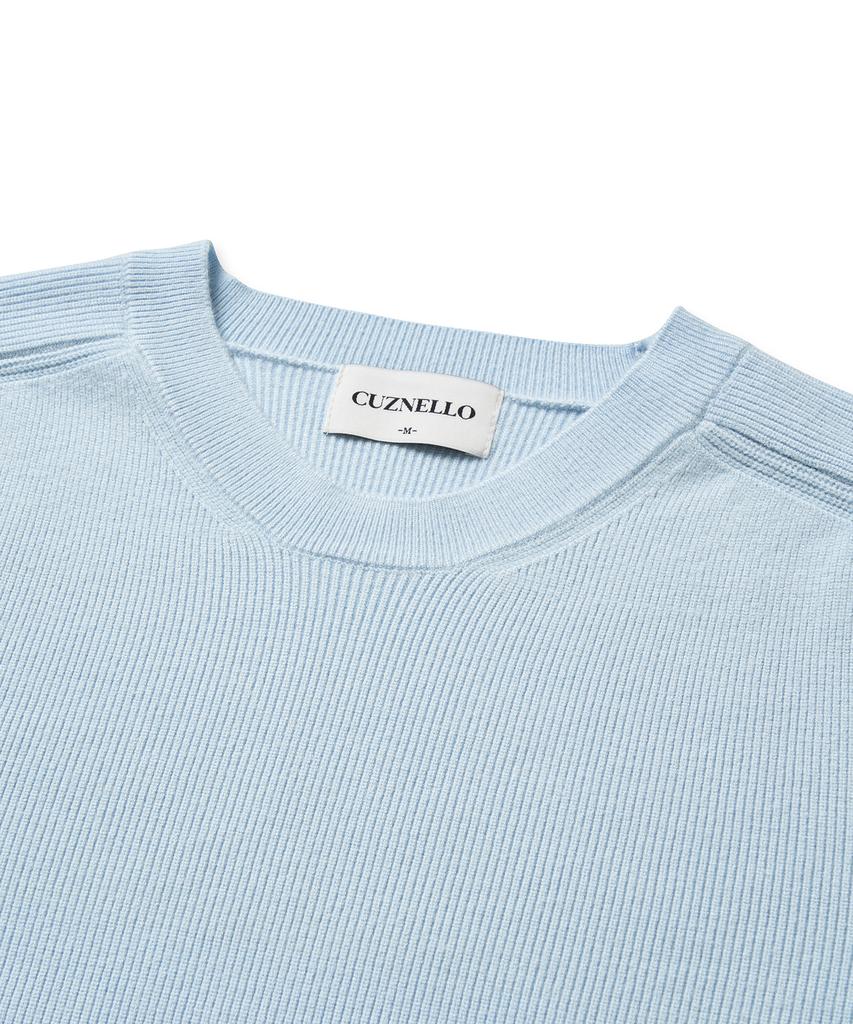 CUZNELLO Soft Saddle Crewneck Knit_Sky