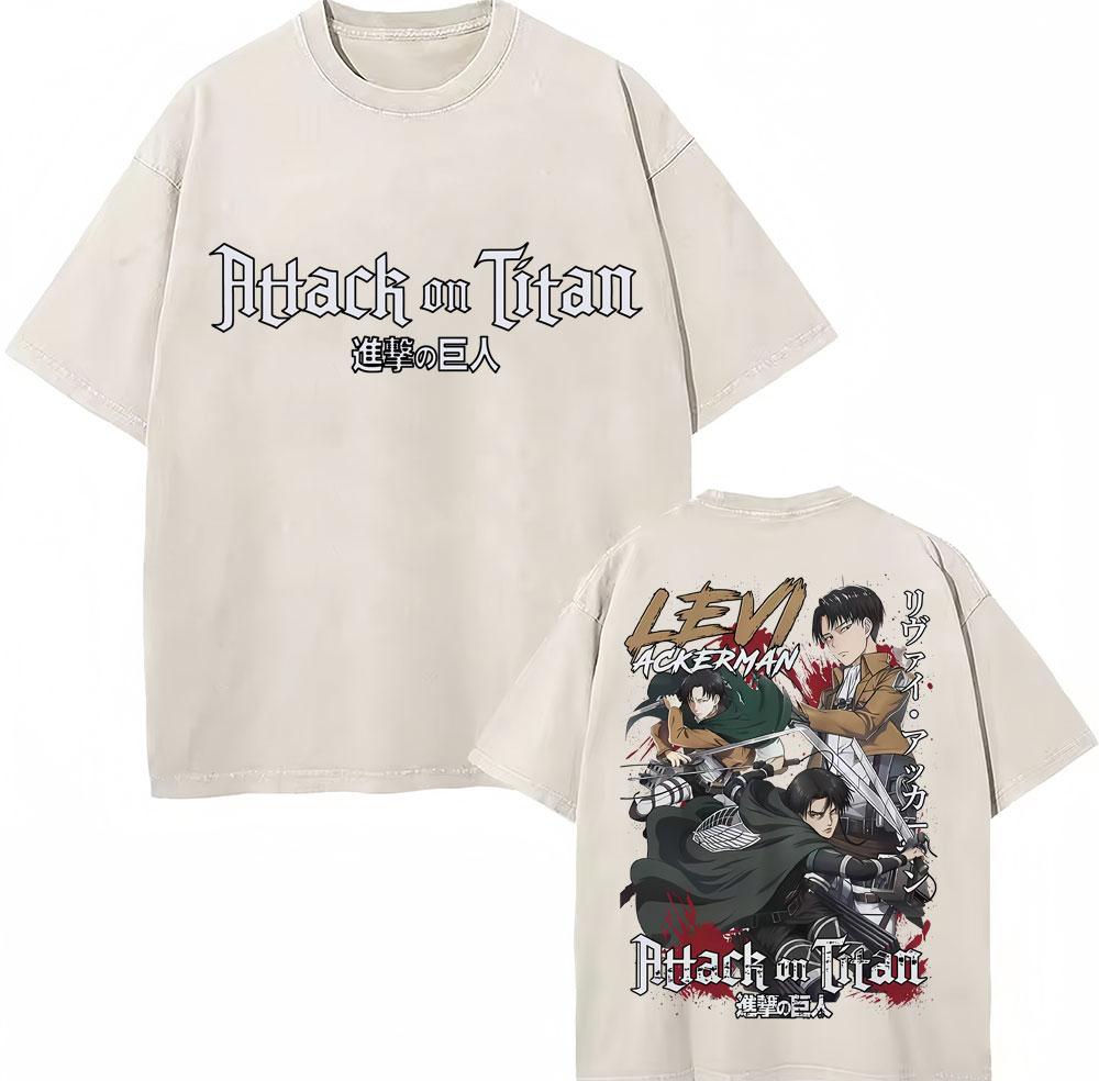 

Washed Vintage Anime Attack on Titan Eren Jaeger Skeleton Graphic T Shirt Men Women Cartoon Manga Oversized Tshirts Streetwear S