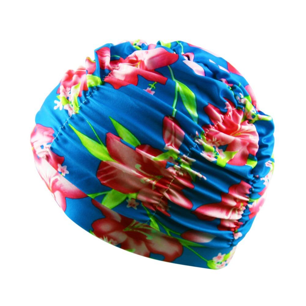 Printed Fabric Oversized Swimming Cap Breathable Bathing Cap Hot Spring Swimming Cap  Bathe
