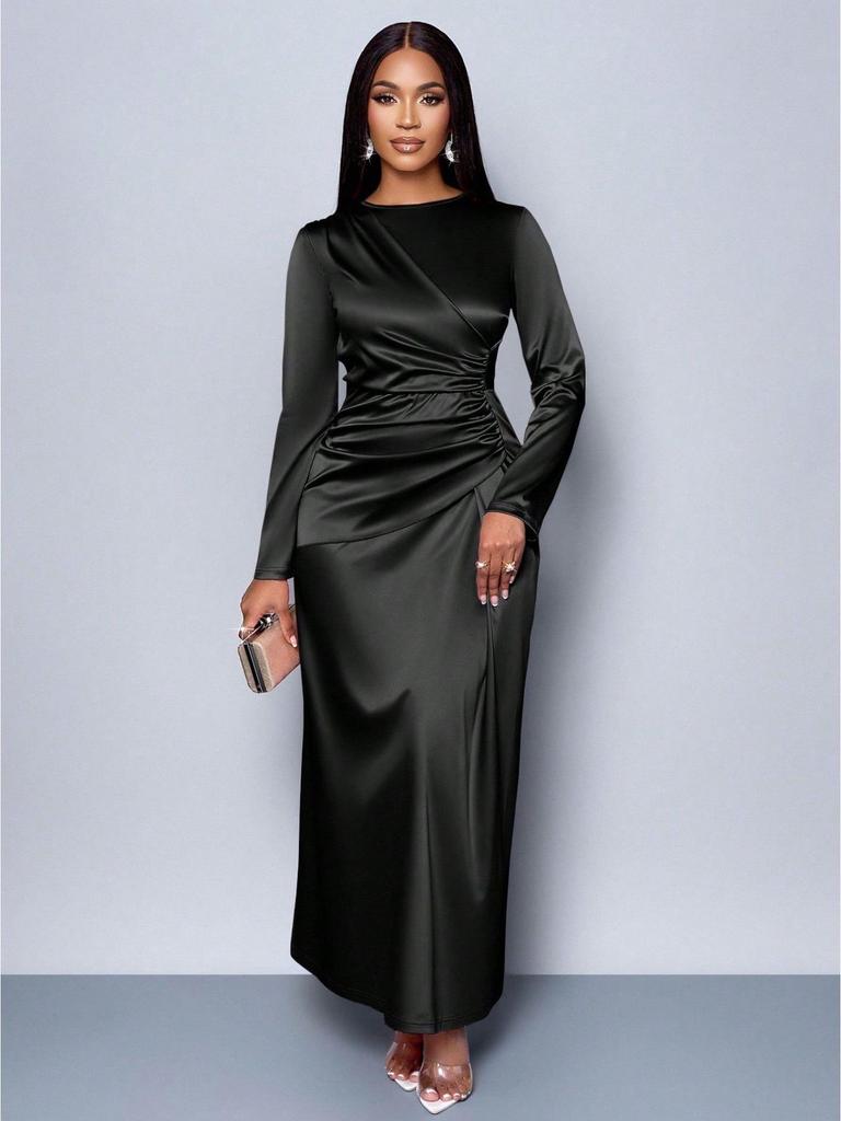 2025 Elegant Light Satin Evening Dress - European & American Style