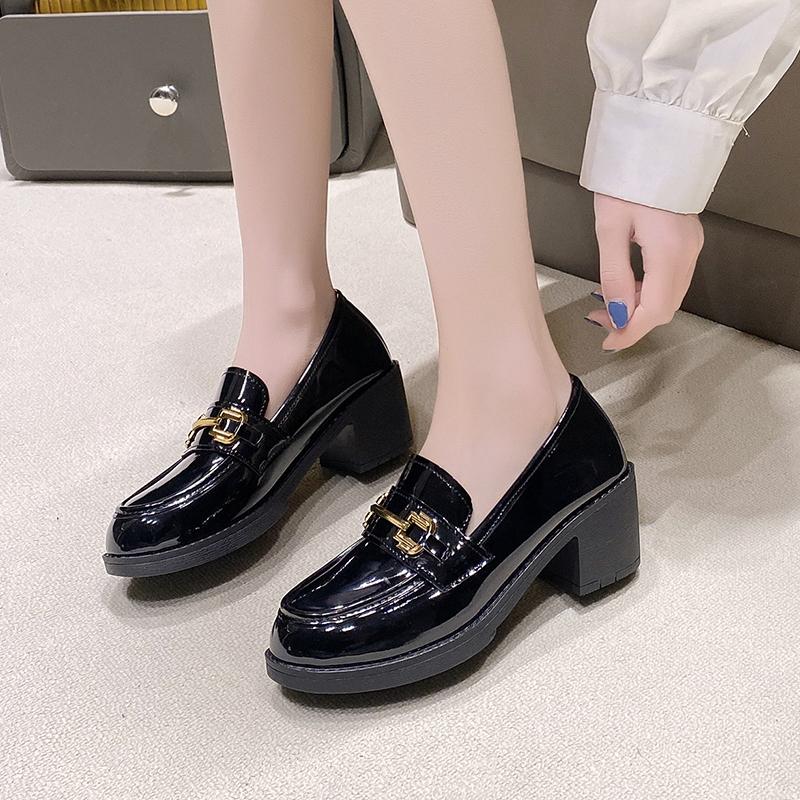 Zapatos Nuevos para Mujer Moda Exterior Punta Redonda Color Sólido Gruesos con Resistentes al Desgaste Zapatos de Señora Zapatos Para Mujeres