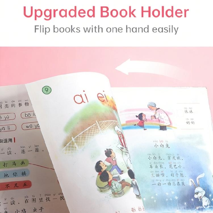Foldable Plastic Reading Stand Adjustable Textbook Stand Folding Book Rest with Page Clips for Book Tablet Music Scores