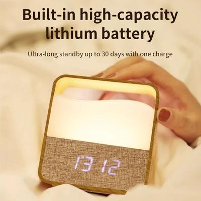 Rechargeable LED Night Light with Alarm Clock Time Display Wake Up Bedside Night Light Dimmable For Bedroom Sleep Table Lighting