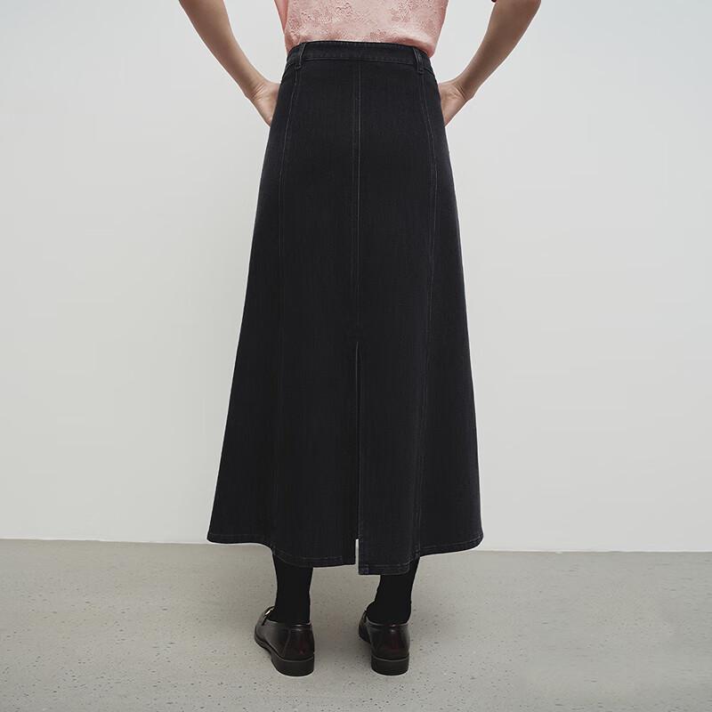 Broadcast Women's Retro A-Line Denim Mid-Length Skirt