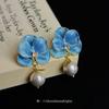 Drip Glaze Super Immortal Flower Mosquito Coil Disc Ear Clips No Ear Piercings Mori Small Fresh Earrings Niche Three-dimensional Petal Stud Earrings