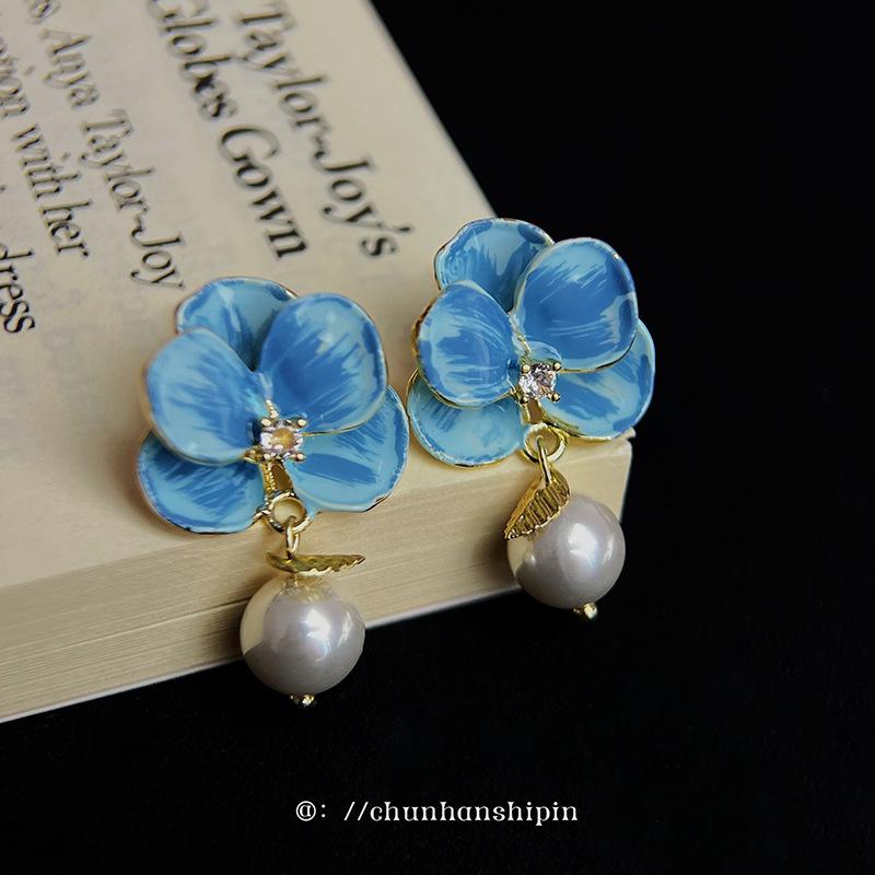 Drip Glaze Super Immortal Flower Mosquito Coil Disc Ear Clips No Ear Piercings Mori Small Fresh Earrings Niche Three-dimensional Petal Stud Earrings