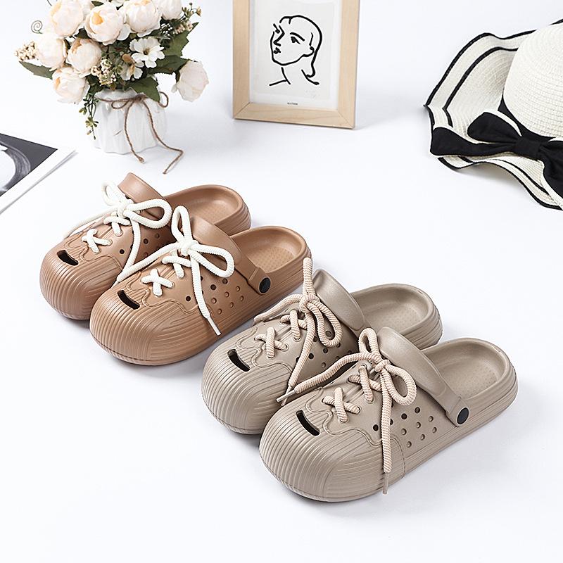 Sommer Schnür-EVA Gartenschuhe für Damen Schuhe mit runder Zehenpartie Mädchen Studenten Leichtgewicht Rutschfest Weiche Sohle Outdoor Strand Sandalen