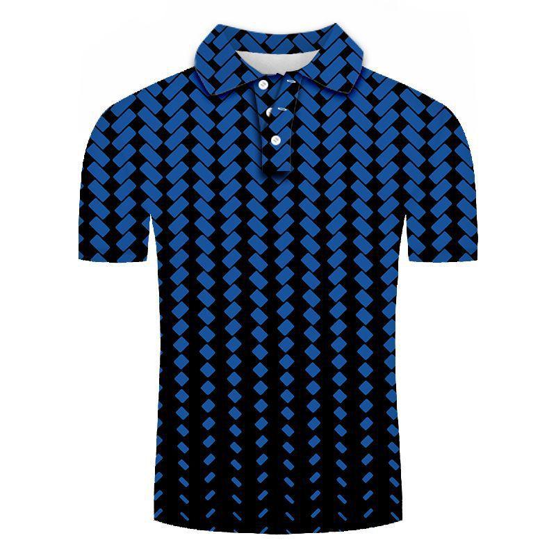 Geometric pattern short-sleeve polo, trendy casual top for everyday use.