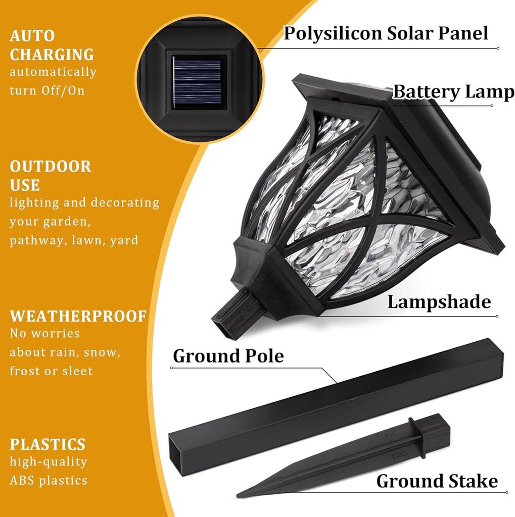4PCS LED Solar Lawn Lights Outdoor IP44 Waterproof Garden Lamp for Walkway Path Villa Yard Driveway Landscape Decor Lighting
