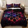 3-Piece Soft with Soft Fabric Duvet Cover Set Breathable Al-Season Honeycomb Hexagon Machine Washable High Definition Digital Print Beding Set