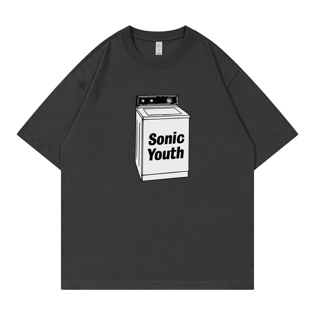 Sonic Youth Youthful Casual Loose Fit Round Neck Short Sleeve Pure Cotton Tshirt Blue Breathable Comfortable Unisex Summer Tee