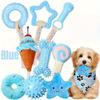 9pcs Dog Accessories, Small Dog Chew Toys Puppy Toys Pink Dog Supplies With Soft Rubber Balls And Colorful Rope, Not Easily Broken, Easy To Clean