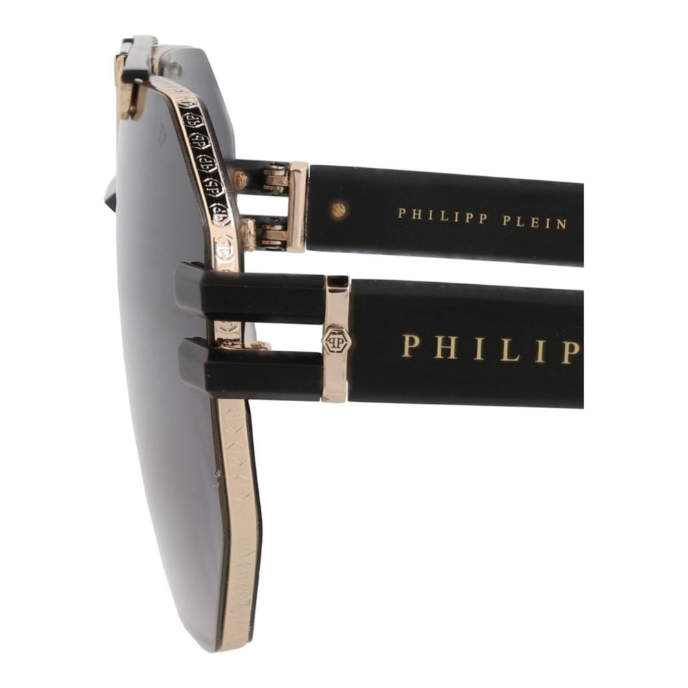 Philipp Plein Aviator Frame Titanium Sunglasses Gold Black Smoke