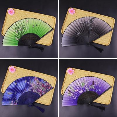 New Chinese Style Silk Fan Bamboo Antique Folding Fan Summer Female Dance Fan Portable Fan Hand Fan Durable Household