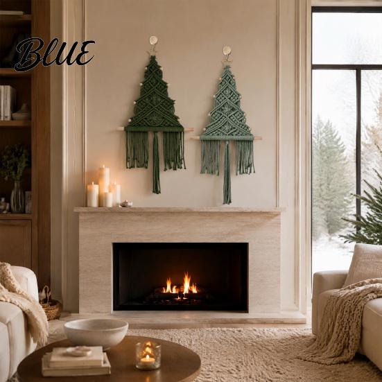 Star Pattern Wall Tapestry Hand‑Woven Christmas Tree Hanging Boho with Wooden Beads & Handwoven Cotton Star Xmas Art Decor for Home Farmhouse
