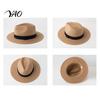 Boho Style Summer Hat Men Paper Straw Sun Hat, Breathable Wide Brim UV Protection Beach Foldable for Outdoor Vacation Travel