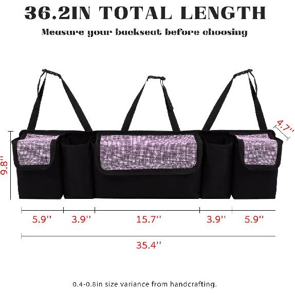 

eing Car Trunk Organizer and Storage, Backseat Hanging Organizer for SUV, Truck, MPV, Waterproof, Collapsible Cargo Storage Bag with 5 Pockets, Bling чёрный