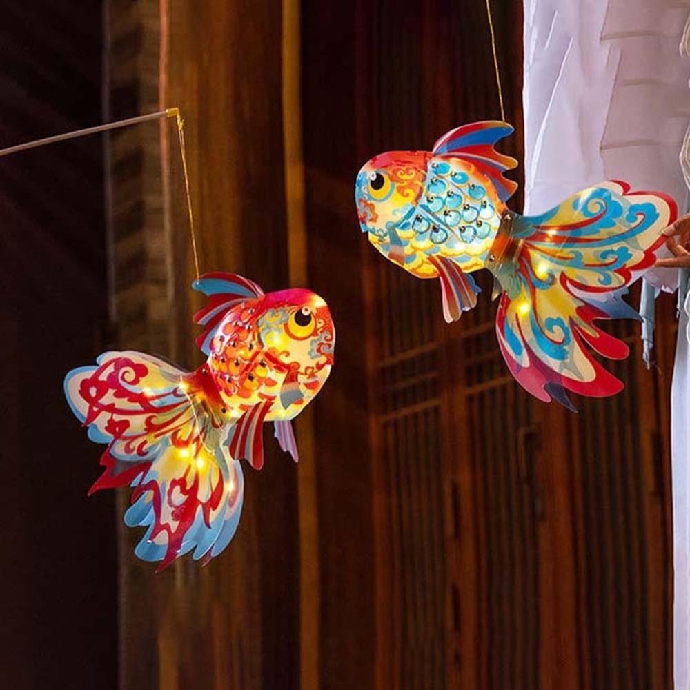 Traditional Paper Lamp Kit Handmade Mid Autumn Craft Goldfish Lantern DIY Autumn