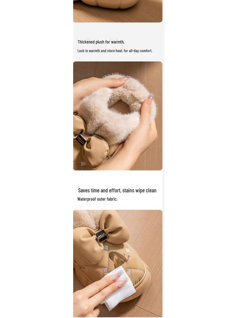 Damen 2025 Winter High-Top Schleifenstiefel: Indoor/Outdoor Rutschfest, Dicksohlig, Wasserdicht Baumwollschuhe