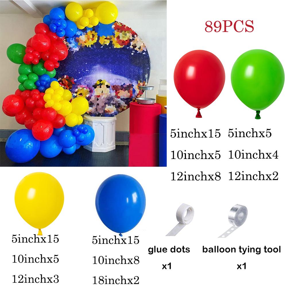 Red Green Blue Yellow Balloons Garland Arch Kit Latex Ballon Set Carnival Circus Toy Themed Party Birthday Decoration Air Globos