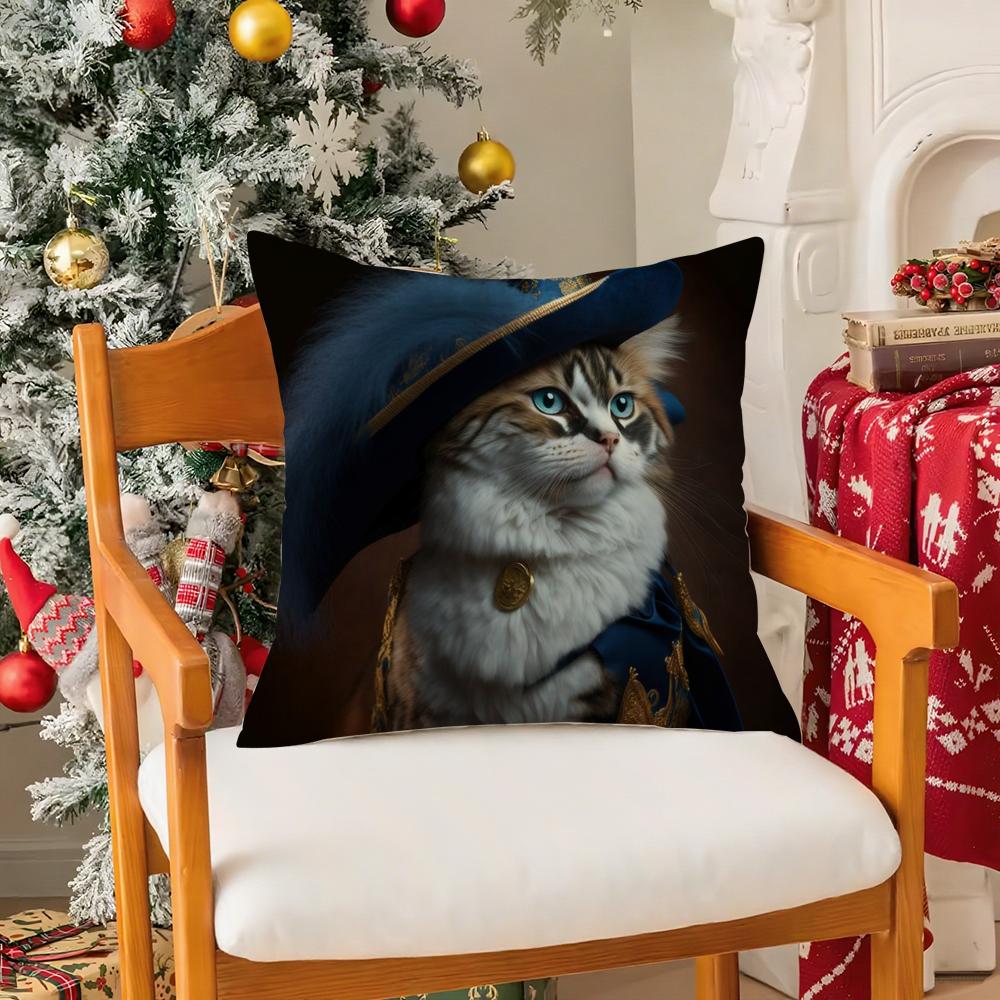Quirky Elegant And Luxurious Crown Cat Pillow Case Silky Short Plush With Invisible Zipper Dustproof Sofa Cushion Cover