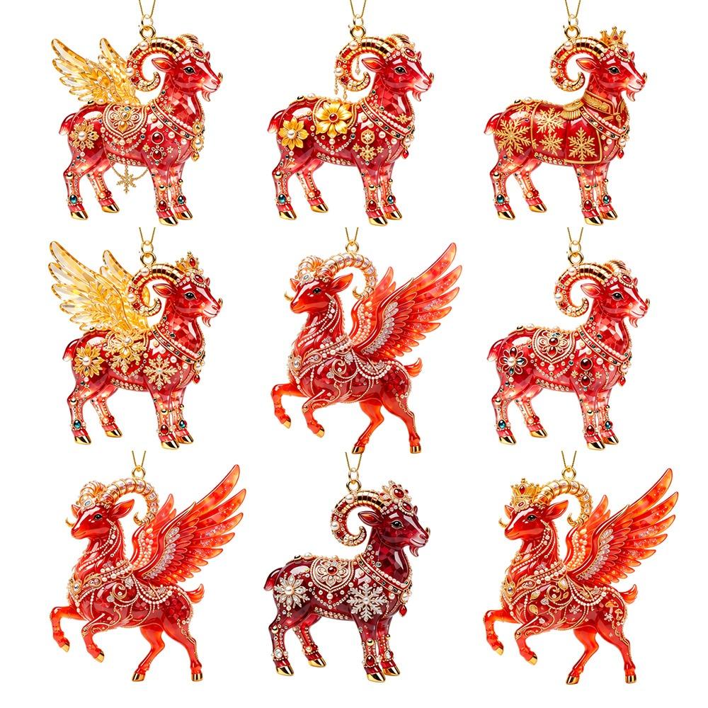 Shining Goat Pendant 2D Flat Animal Hanging Decoration Zodiac Goat Souvenir  Holiday Party Decor