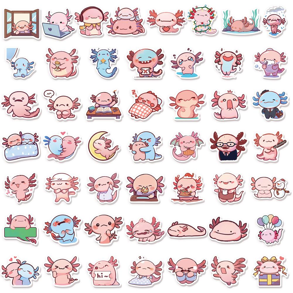 50PCS Cartoon Animal Fun Axolotl Graffiti Stickers DIY Manual Scrap Book Tablet Trendy Decoration Toy Stickers