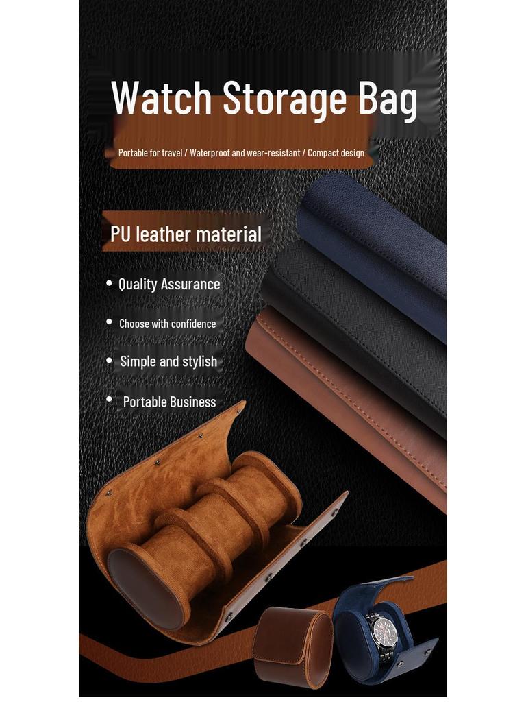 Stock Disponible Bolsa de Viaje Impermeable para Relojes de Cuero – Antiarañazos, Resistente al Desgaste, Almacenamiento Portátil para Relojes Mecánicos