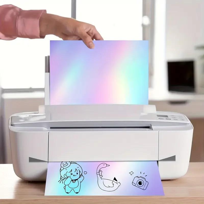 Waterproof Inkjet Printable Sticker Paper Laser Diamond Pattern Self Adhesive for Inkjet Printer DIY Label Decal Scrapbook Craft