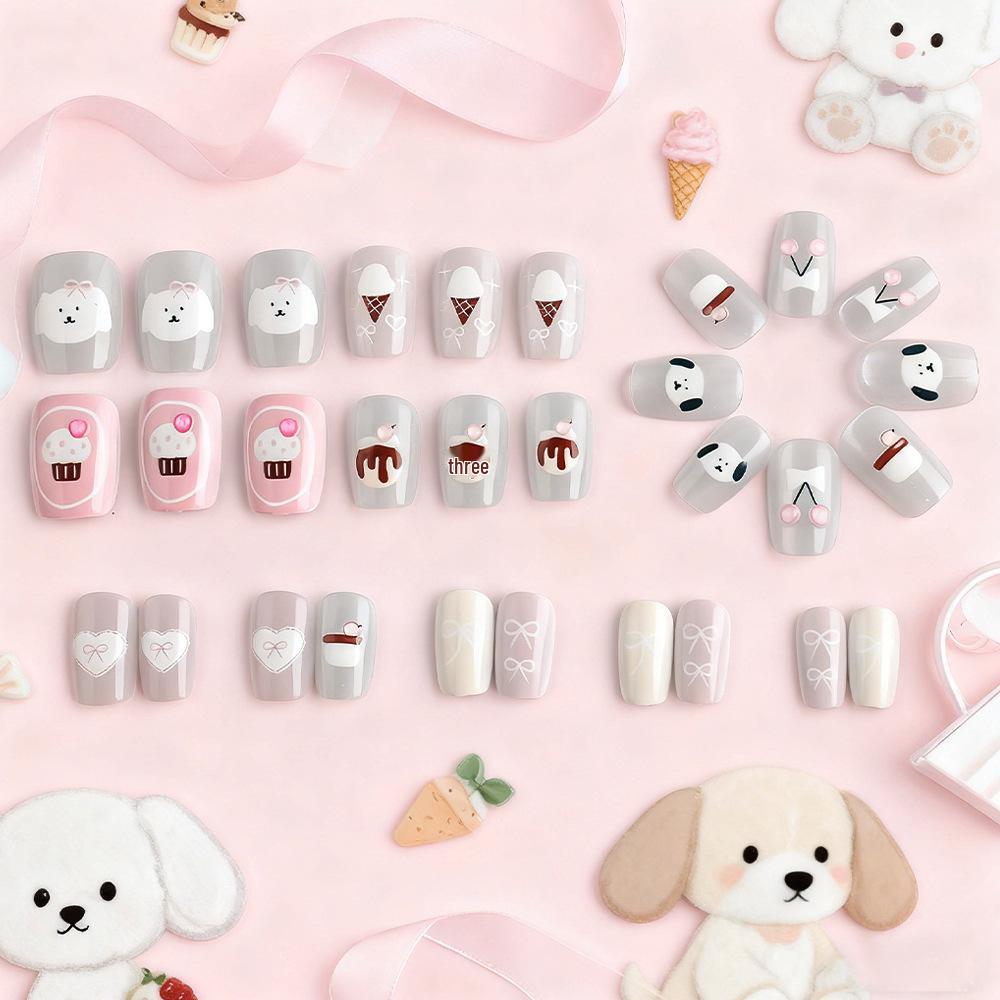 30-Piece Cat Eye Cartoon Fairy Tale Nails - Detachable, Sweet, Cute, & Stylish
