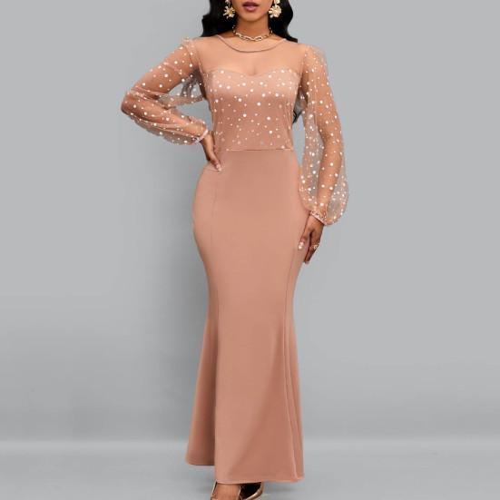 

Платье с длинным рукавом, элегантное, приталенное, с сеткой, сексуальное женское платье в пригородном стиле, женские аксессуары