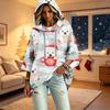 Women's Christmas Print Three-Quarter Sleeve Hooded Pullover Top