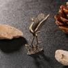 Pure Brass Red-crowned Crane Sculpture Copperware Brass Miniatures Crane Figurines  Bookshelf