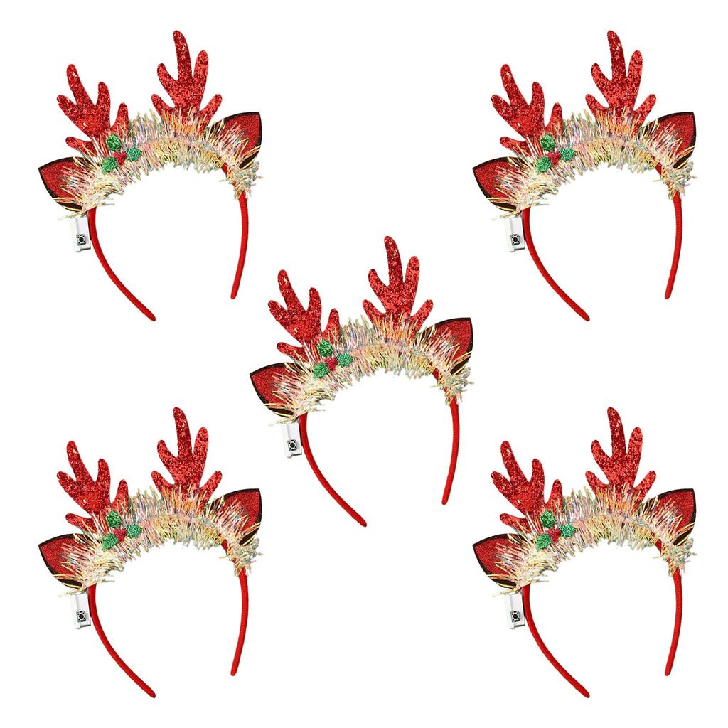 5xChristmas Glowing Hair Band Light Up Head Band Xmas Tree Hairband Creative Flashing Headwear Performances Photo Props