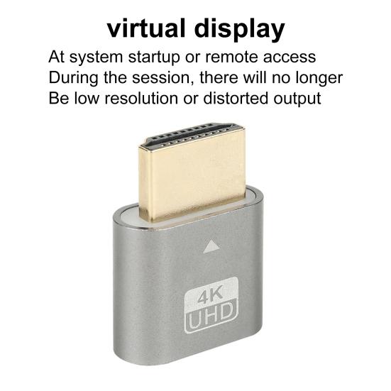 4K HDMI-compatible Dummy Plug Virtual Monitor Display Emulator Headless Virtual Display Adapter for Graphics Card Spoofing Camouflage Lock Screen