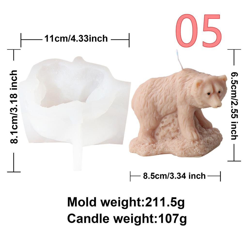 3D Cartoon Animal Dogs Bears Silicone Candle Mold Pet Teddy Puppy Mould Dog Scented Handmade Craft Resin Plaster Mould