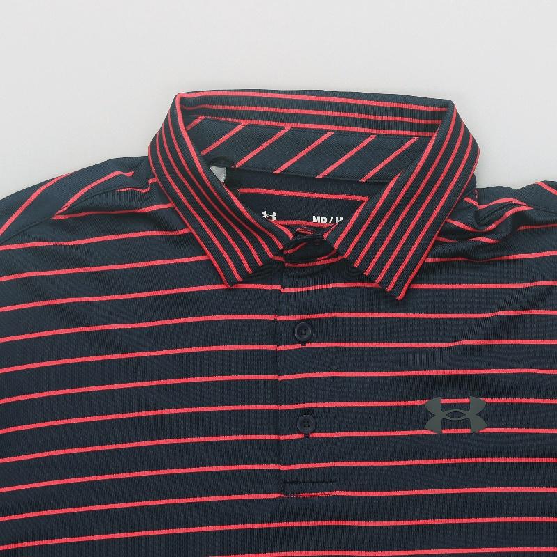 Under Armour Striped Outdoor Casual Sports Polo Shirt Men Tops Navy 1327037-457