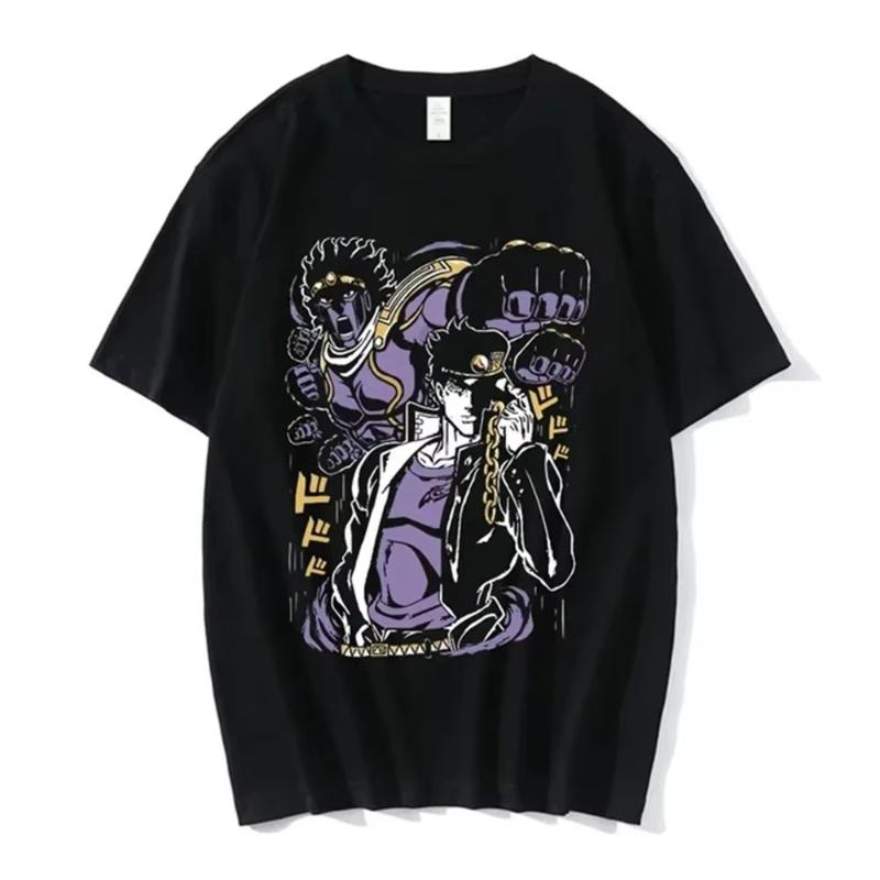 Anime Jojo-Bizarre Adventure T-Shirt Herren Jotaro Star Platinum Manga Grafik T-Shirts Herren Damen Sommer Kurzarm Oversize Top