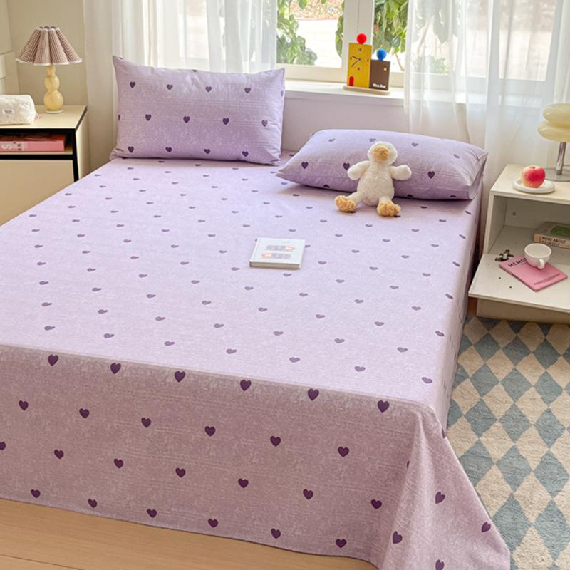 Raw Cotton Old Coarse Cloth Bed Sheet Soft Mat Three-piece Set Quilt Single Double Dormitory Printing Washable Anti-wrinkle