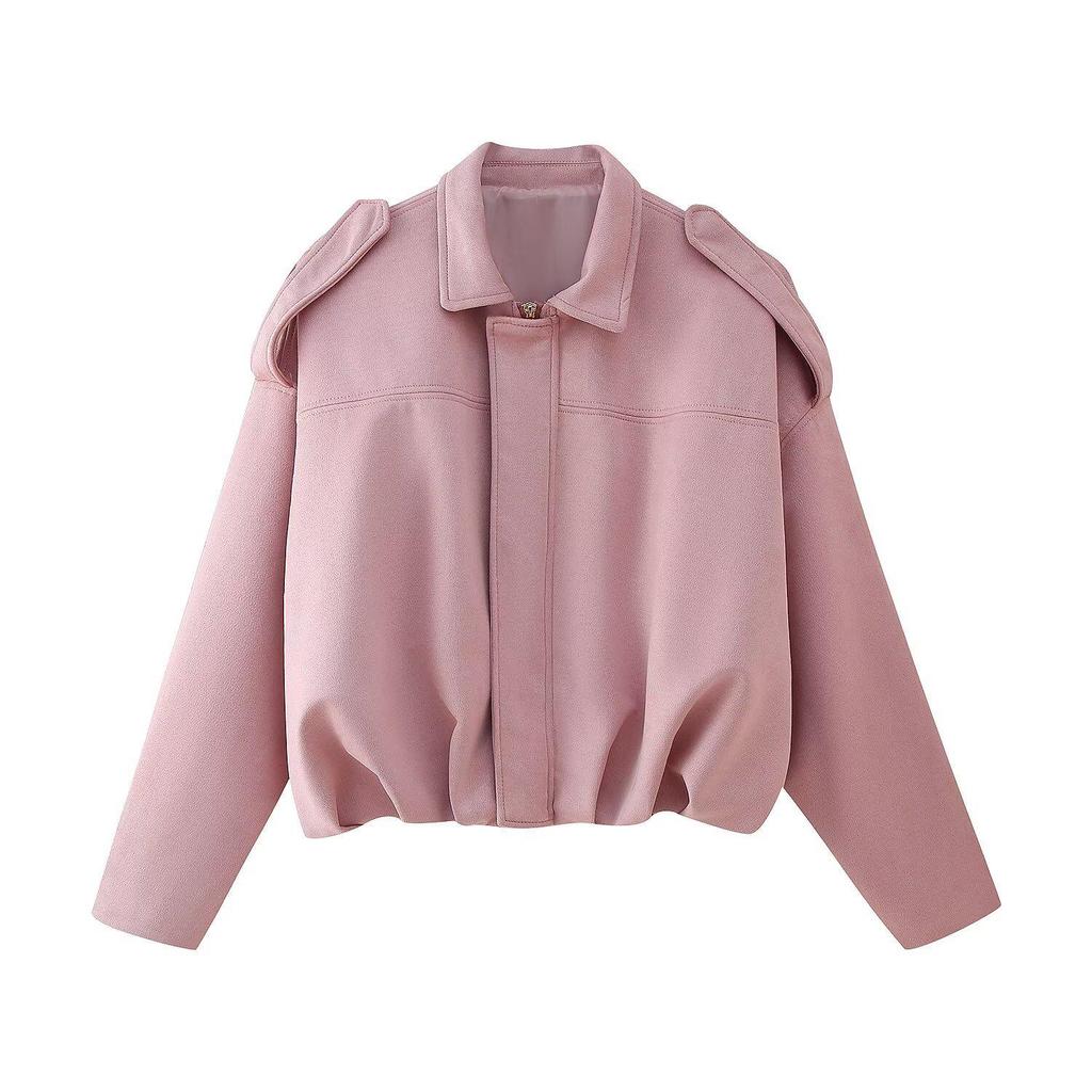 Chaqueta Retro de Solapa de Ante para Mujer - Colección Primavera Temprana 2025